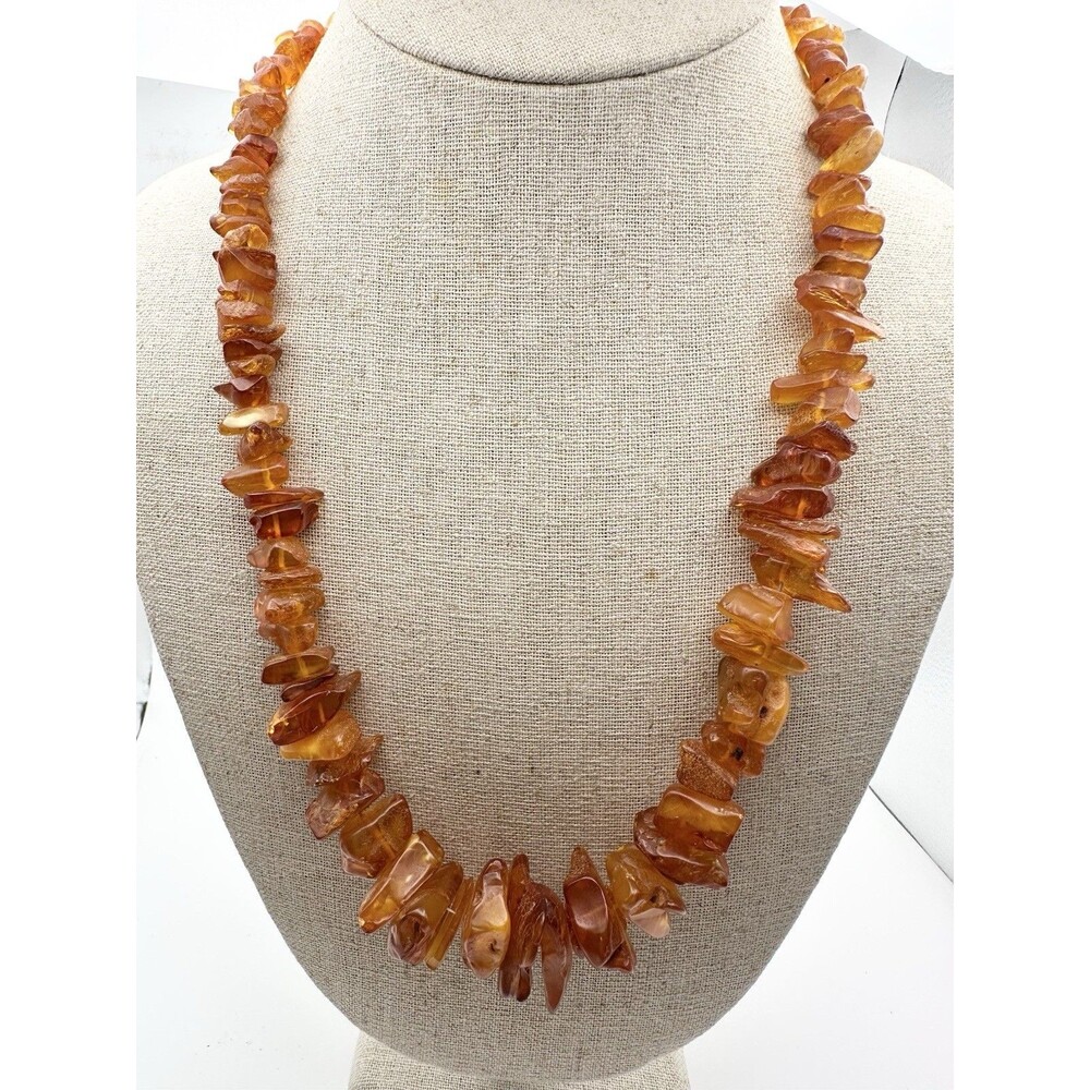 NATURAL BALTIC AMBER GRADUATED NUGGET BEADS NECKLACE 22”